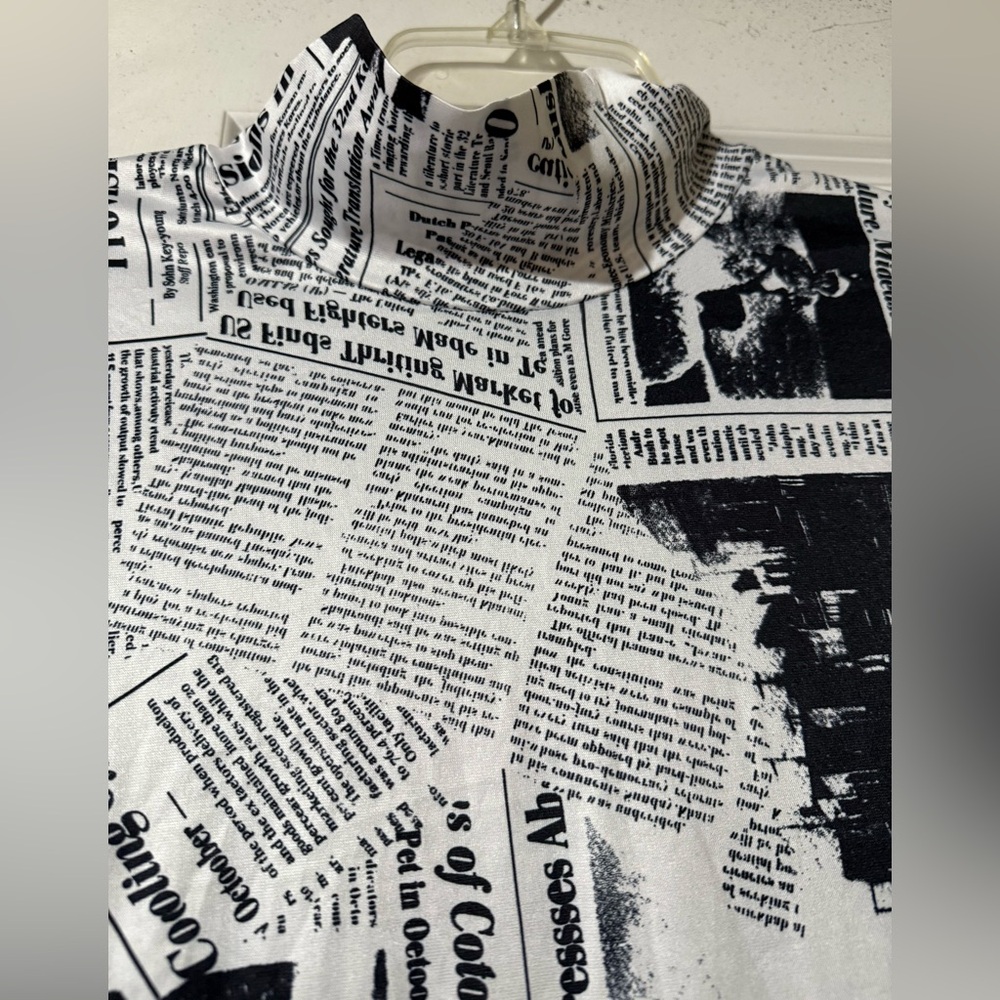 Black and White Newspaper Print Dress - Picture 2 of 4
